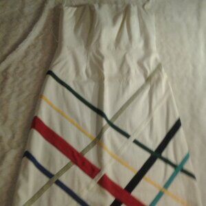 Vintage Summer Strapless White Dress w/Belt